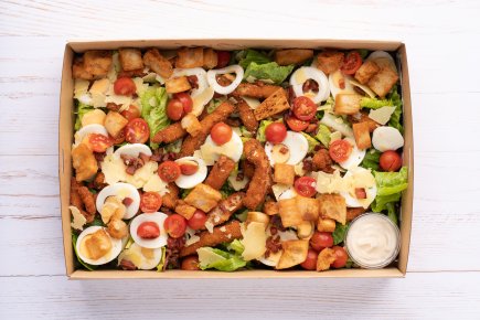 Italian Crumbed Chicken Caesar Salad